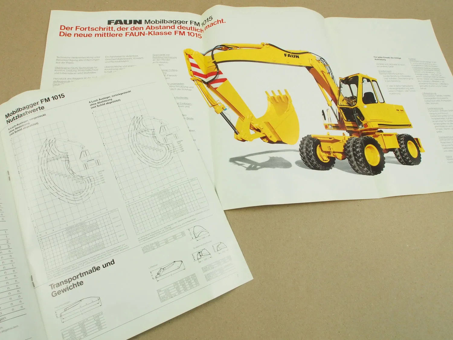 Prospekt und technische Daten FAUN FM1015 Mobilbagger 1986