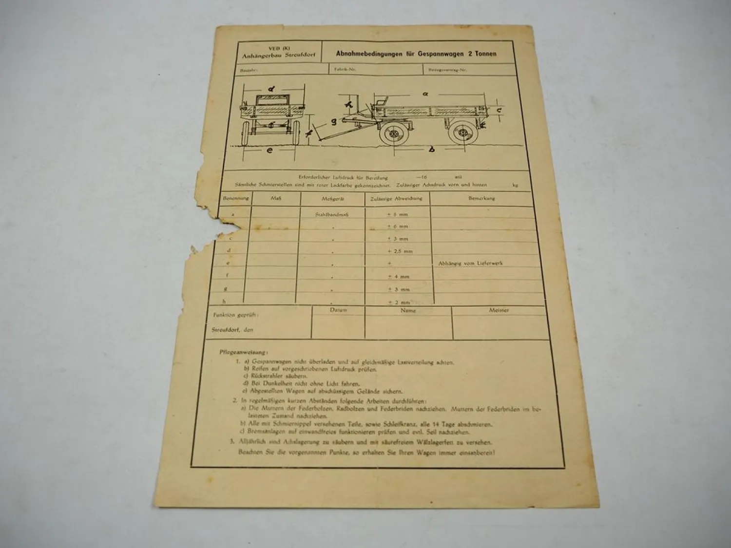Prospekt VEB Anhängerbau Streufdorf Hildburghausen DDR 1956