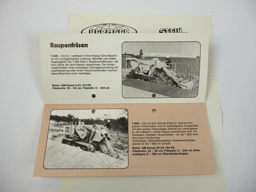 Prospekt Vermeer Steinbrück Grabenfräsen Raupenfräsen Asphaltschneider 1984