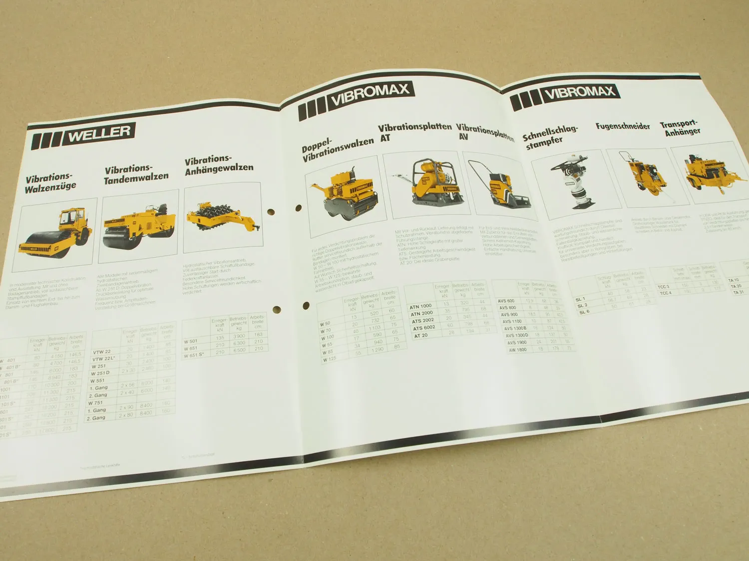 Prospekt Vibromax Weller Verdichtungsprogramm Walzenzüge Rüttler Kleinfertiger