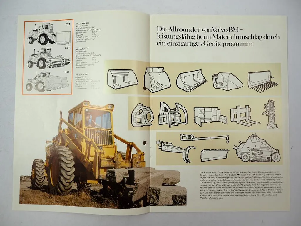 Prospekt Volvo BM 621 641 841 846 1240 1641 Radlader 1977