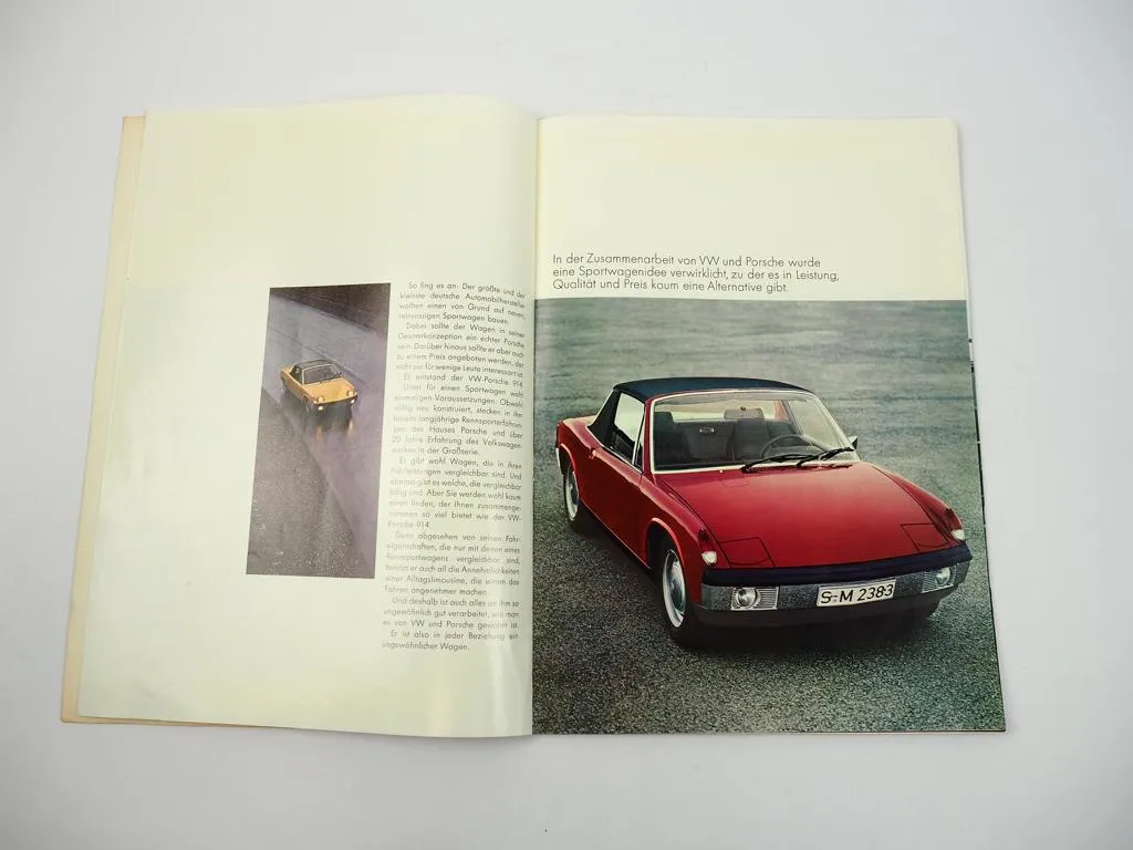 Prospekt VW 914 914/6 Porsche stellt Sportwagen vor 1969 mit 28 Seiten