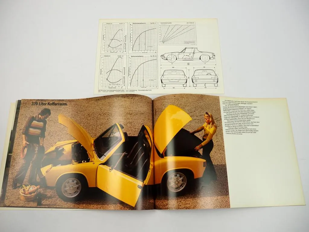 Prospekt VW Porsche 914 1973 mit 1.7 2.0 Liter 80 und 90 PS Motore