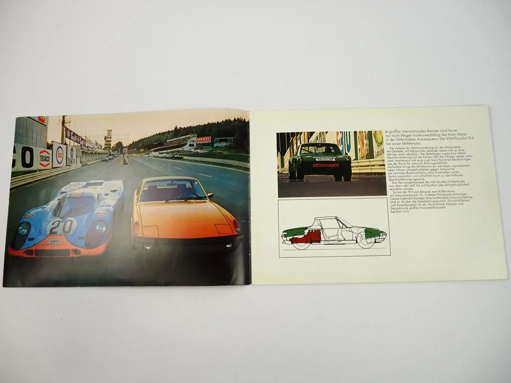 Prospekt VW Porsche 914 914/6 von 1971 mit 1.7 2.0 Liter 80 und 110 PS