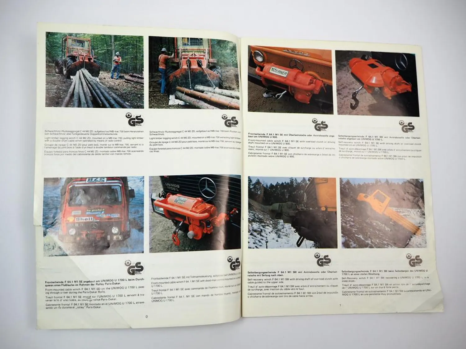 Prospekt Werner Maschinenfabrik Trier Forst Anbaugeräte an Unimog MBtrac 1984