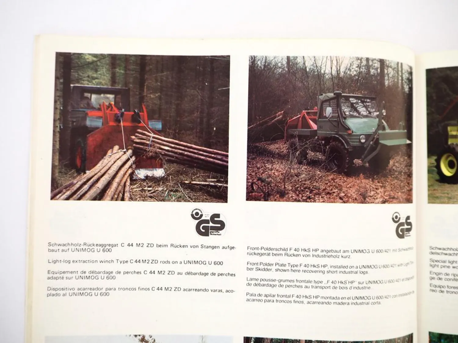 Prospekt Werner Maschinenfabrik Trier Forst Anbaugeräte an Unimog MBtrac 1984