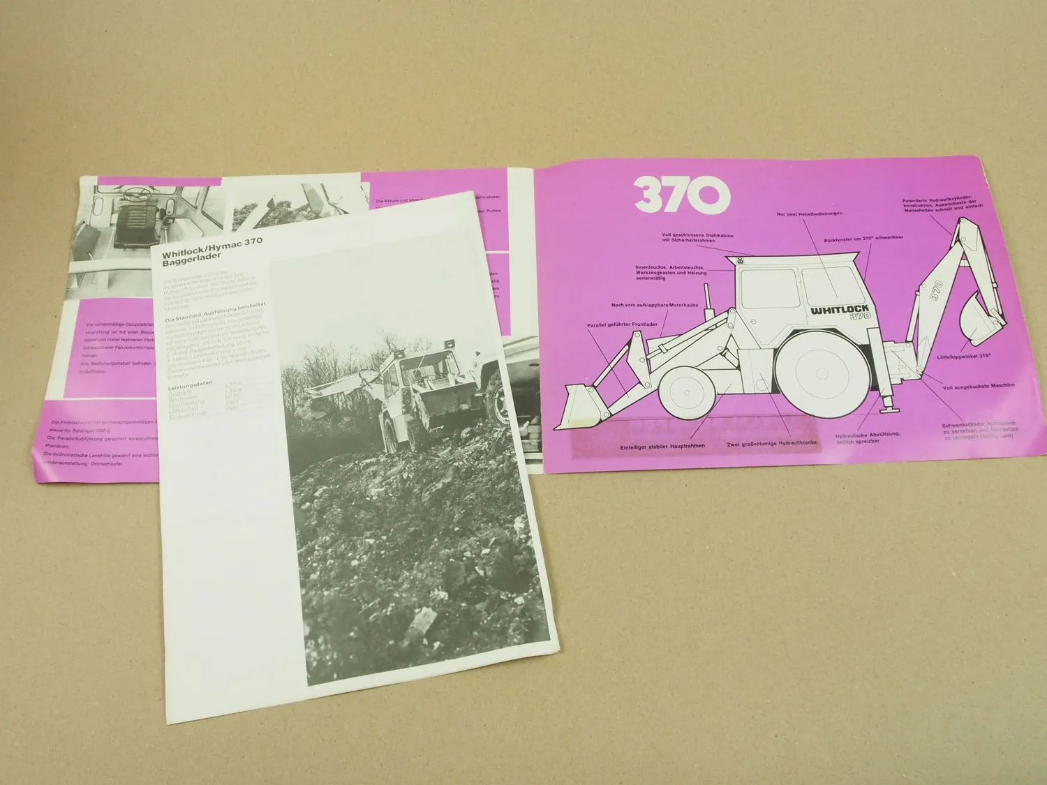 Prospekt Whitlock / Hymac 370 Baggerlader und Datenblatt 60er Jahre