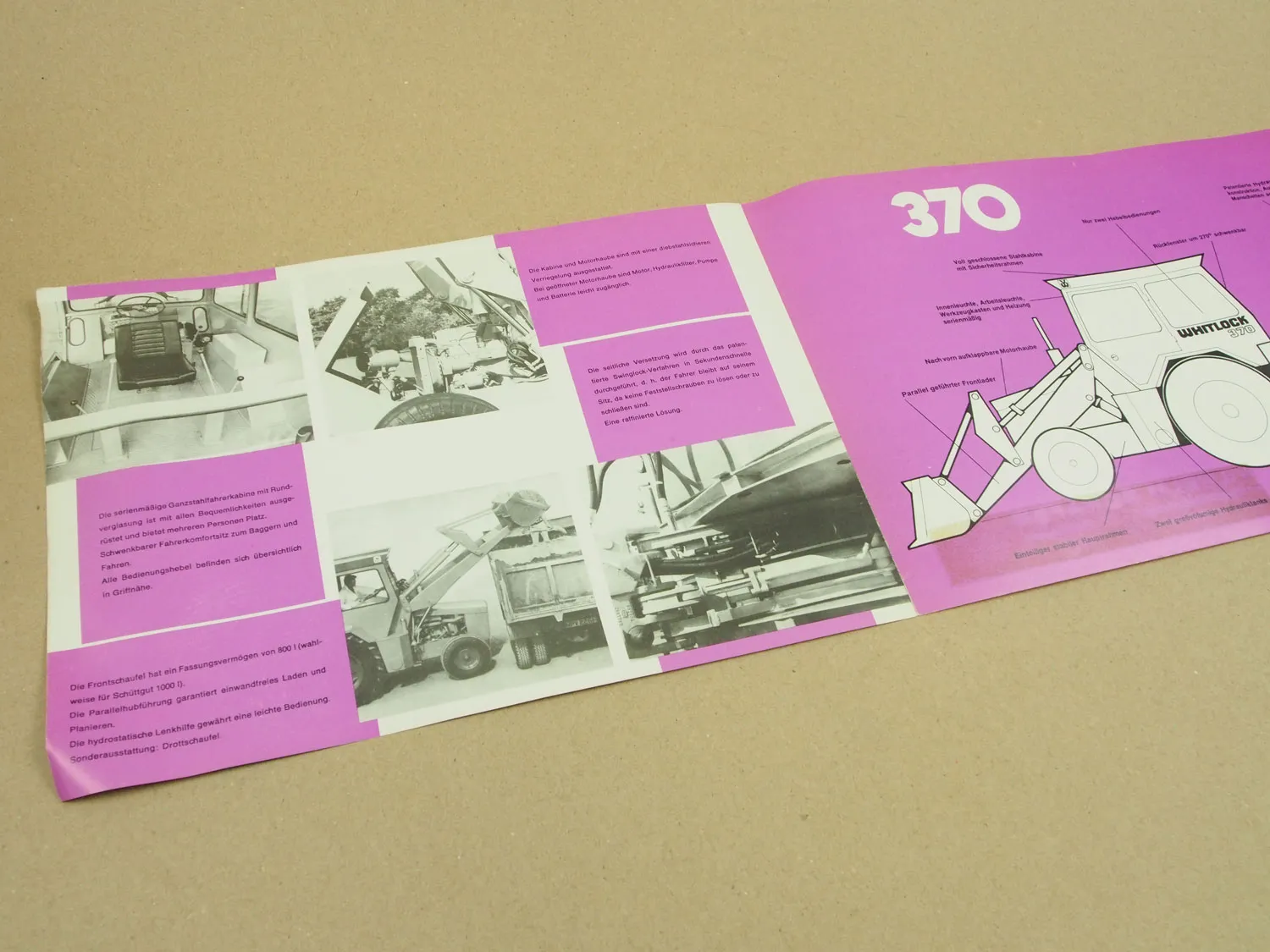 Prospekt Whitlock / Hymac 370 Baggerlader und Datenblatt 60er Jahre