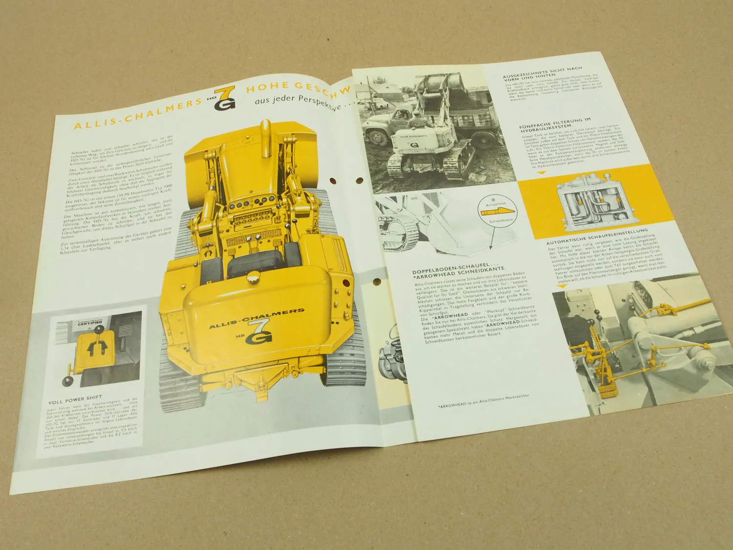 Prospekte AC Allis Chalmers HD7G Schürflader mit 150 PS von ca. 1965