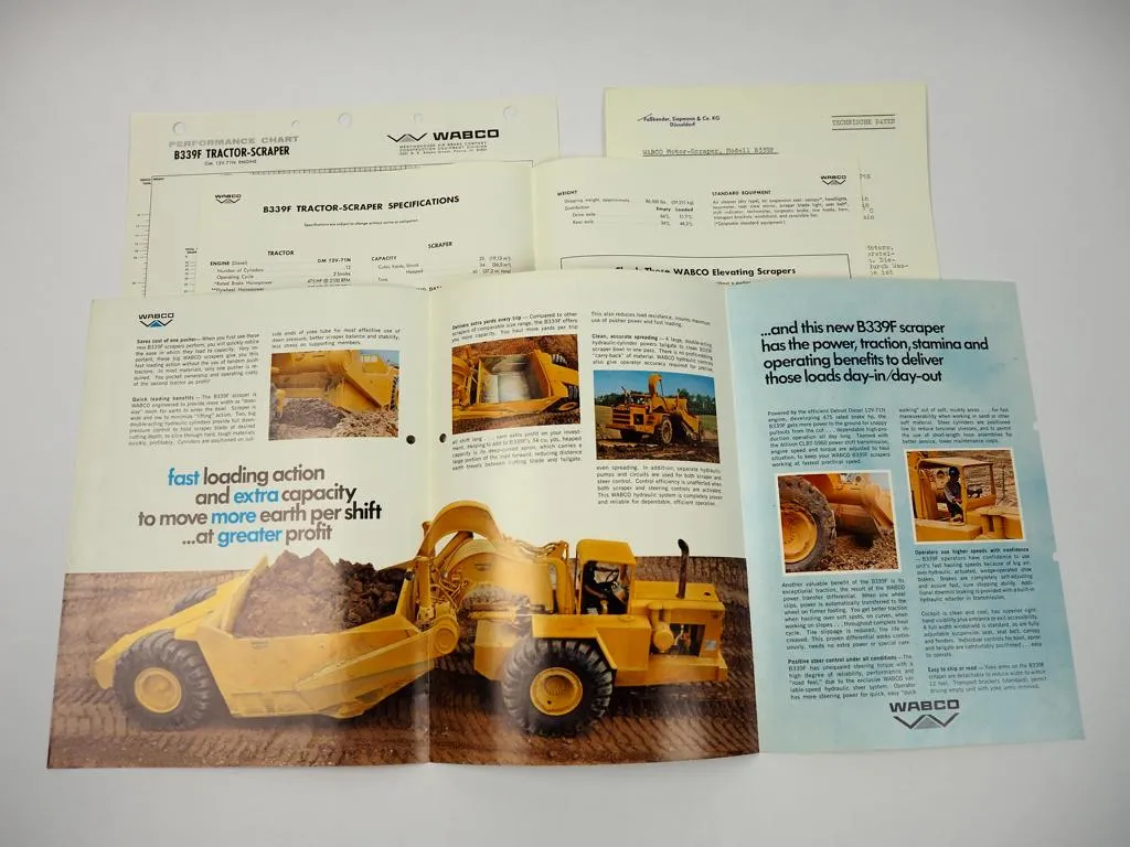 Prospekte Brochures Wabco B339F Tractor Scraper 1968
