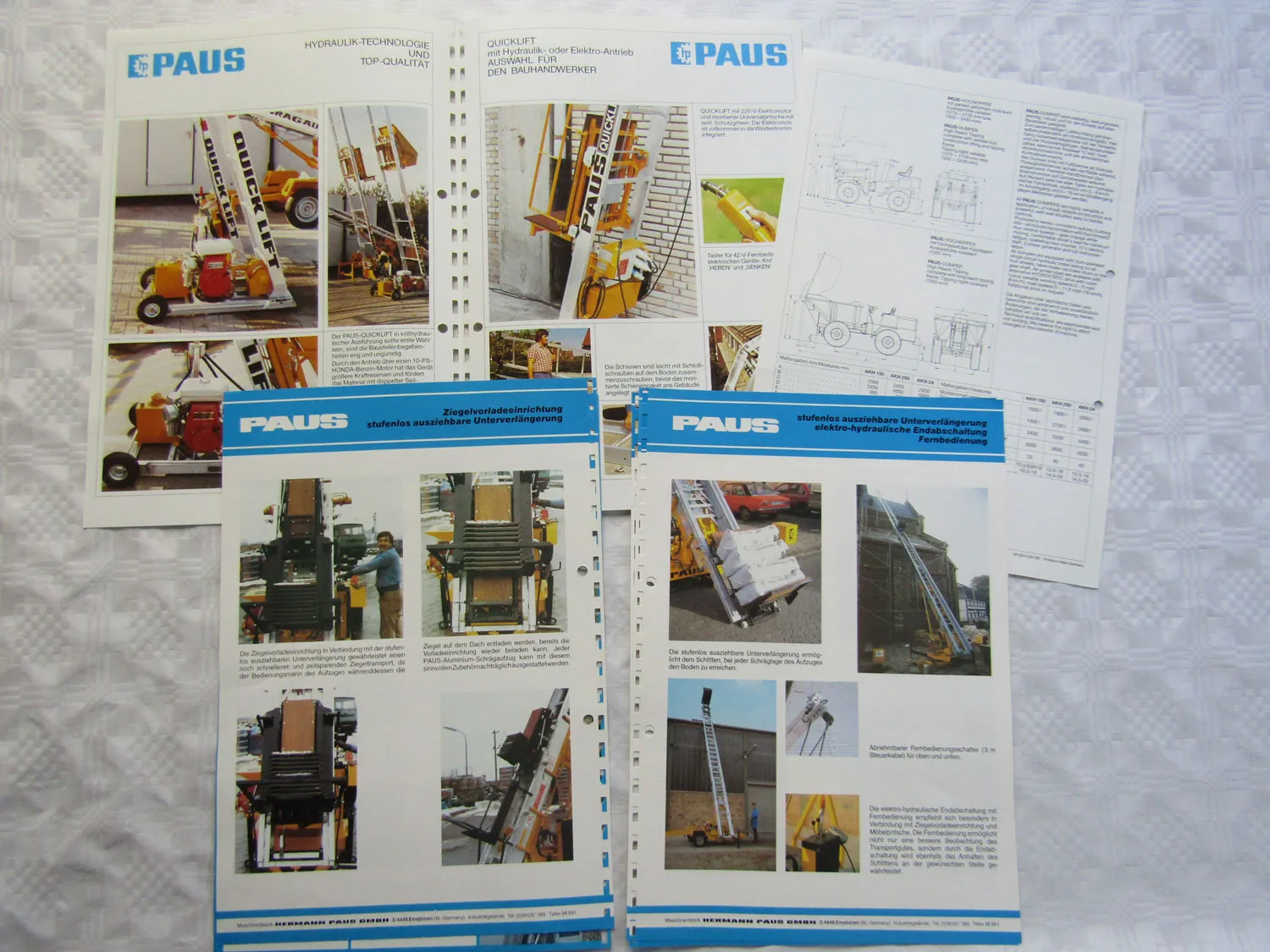 Prospekte Paus Dumper Asphaltrecycler Preisangebot 80/90er Jahre technsiche Date