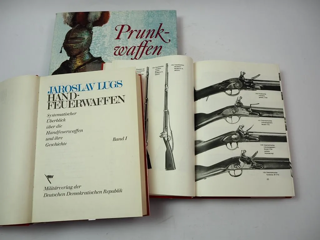 Prunkwaffen J. Schöbel 1975 + Handfeuerwaffen Überblick Lugs 1980 Militärverlag