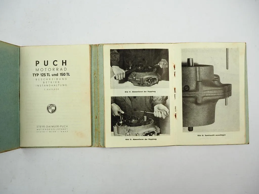 Puch 125 150 TL Motorrad Betriebsanleitung Bedienung Wartung 1951