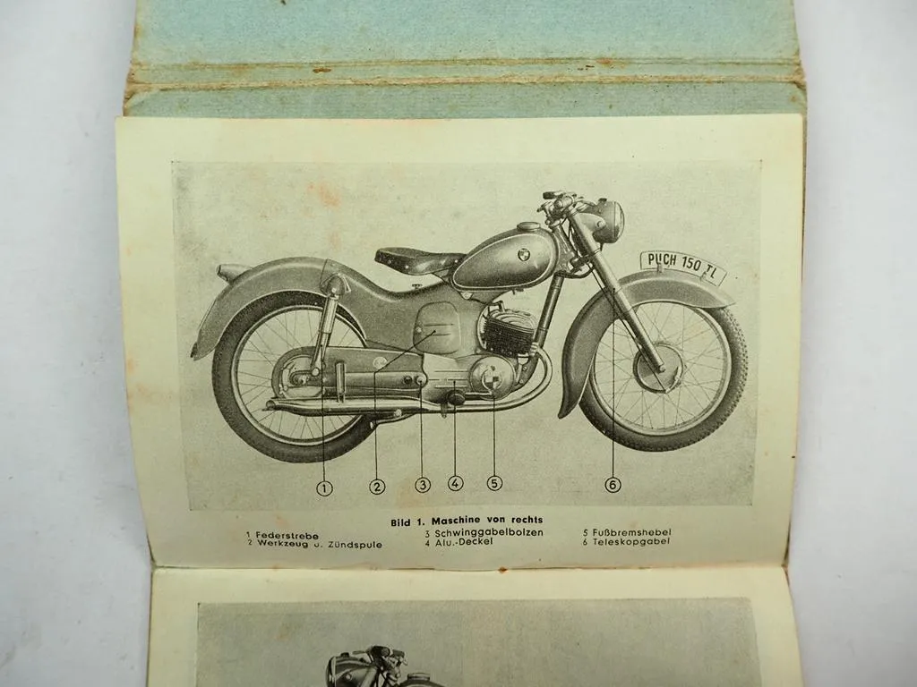 Puch 125 150 TL Motorrad Betriebsanleitung Bedienung Wartung 1951