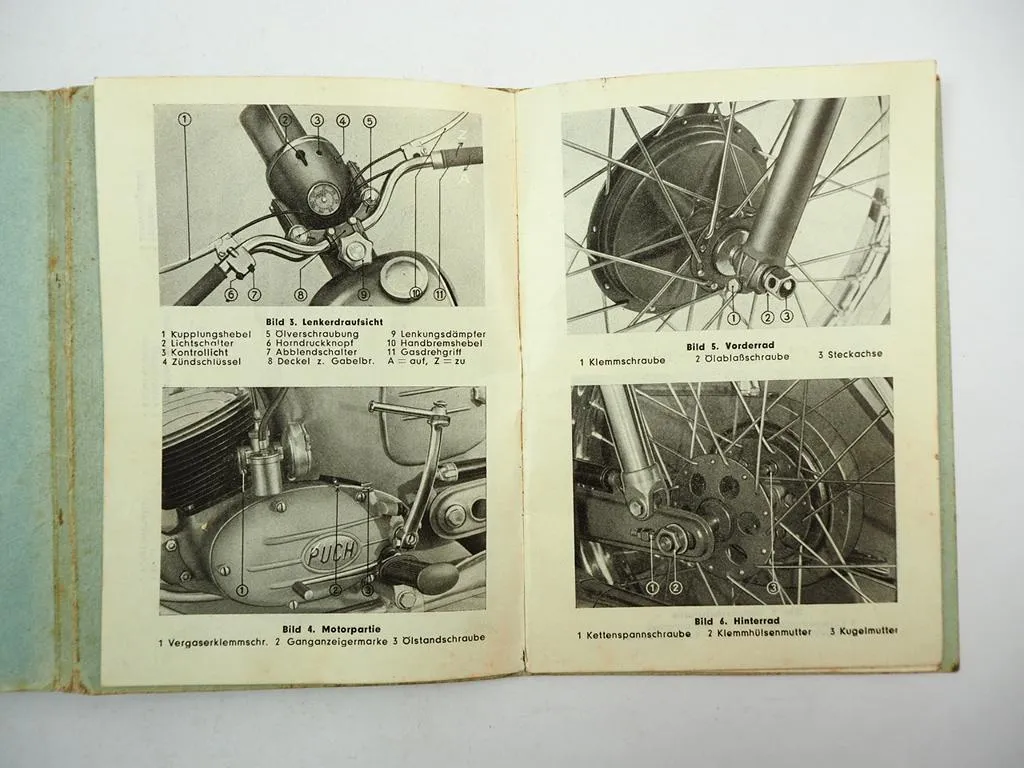 Puch 125 150 TL Motorrad Betriebsanleitung Bedienung Wartung 1951