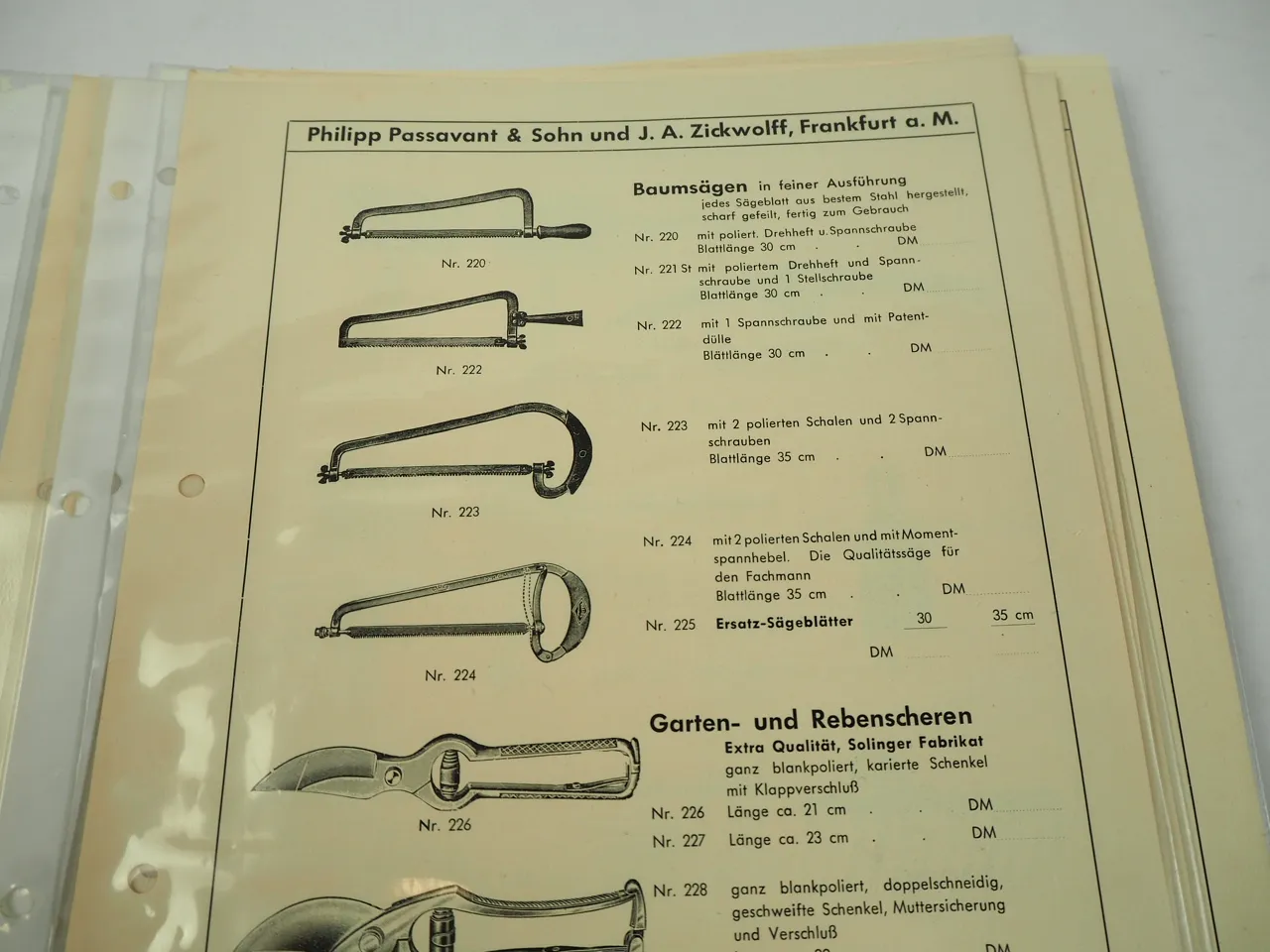 PZ Passavant Zickwolff Frankfurt a. M. Katalog Eisenwaren Sensen 1953