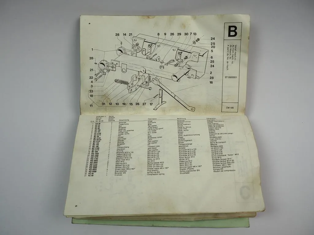 PZ Zweegers CM 185 Rotormäher Betriebsanleitung Ersatzteilliste ab ST0000001