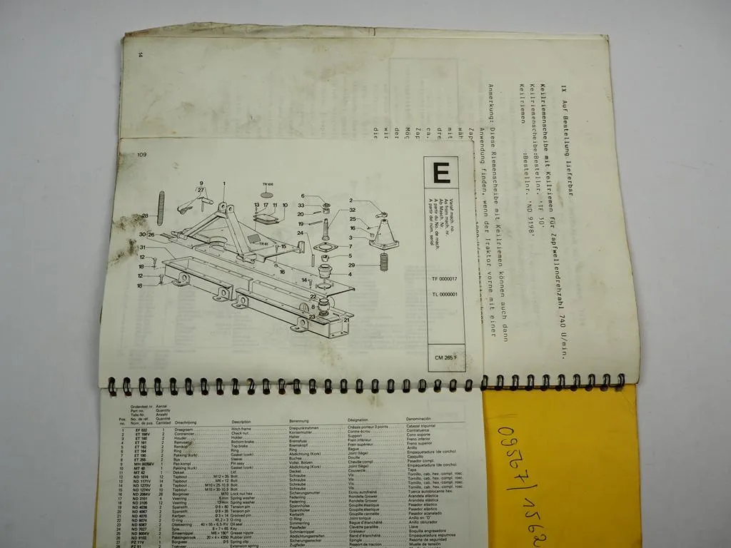 PZ Zweegers CM265F Frontmäher Betriebsanleitung Ersatzteilliste ab TF0000017