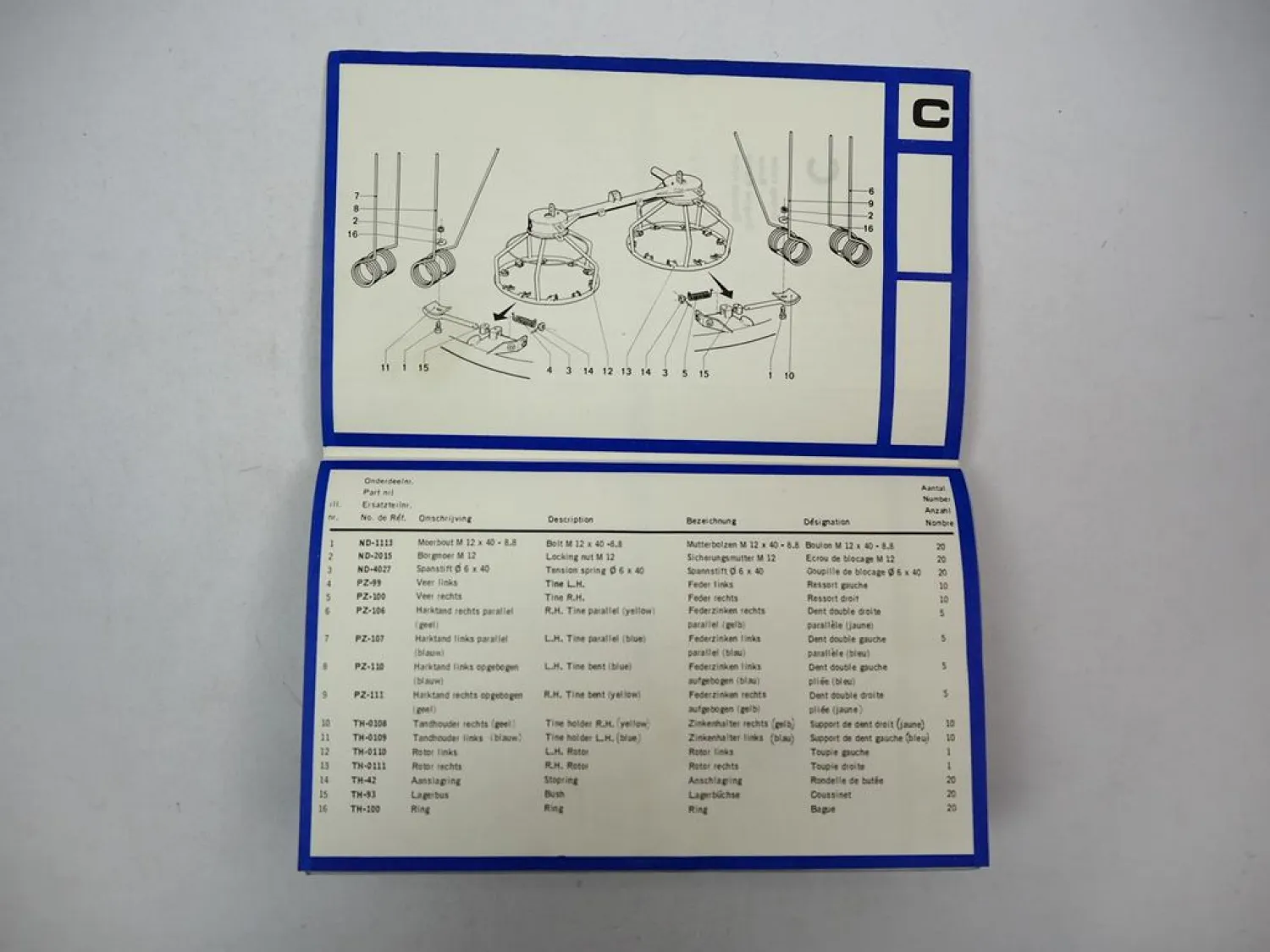 PZ Zweegers Strela Zettrechenwender Betriebsanleitung Ersatzteilliste ca. 1970