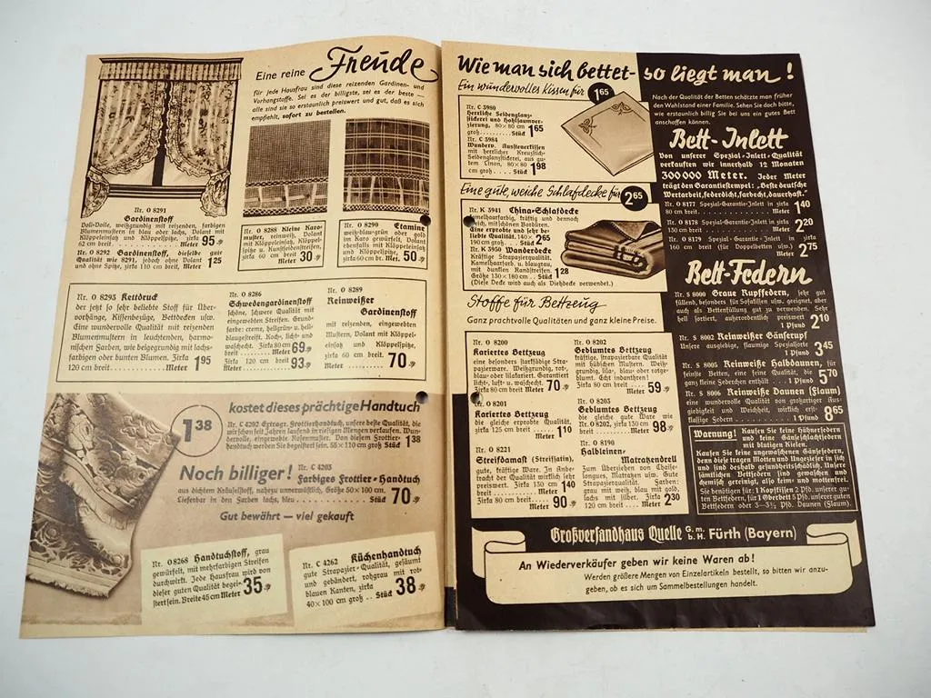 Quelle Versandhaus Fürth Prospekt Eine Probesendung ohne Risiko 1940er Jahre