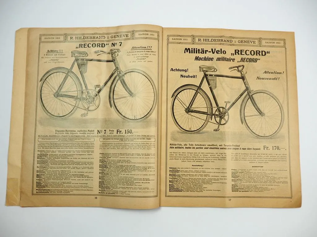 R. Hildebrand Genf Schweiz Fahrrad Verkauf Werbung Katalog 1911