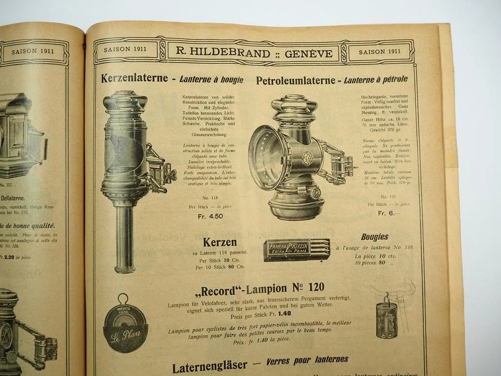 R. Hildebrand Genf Schweiz Fahrrad Verkauf Werbung Katalog 1911
