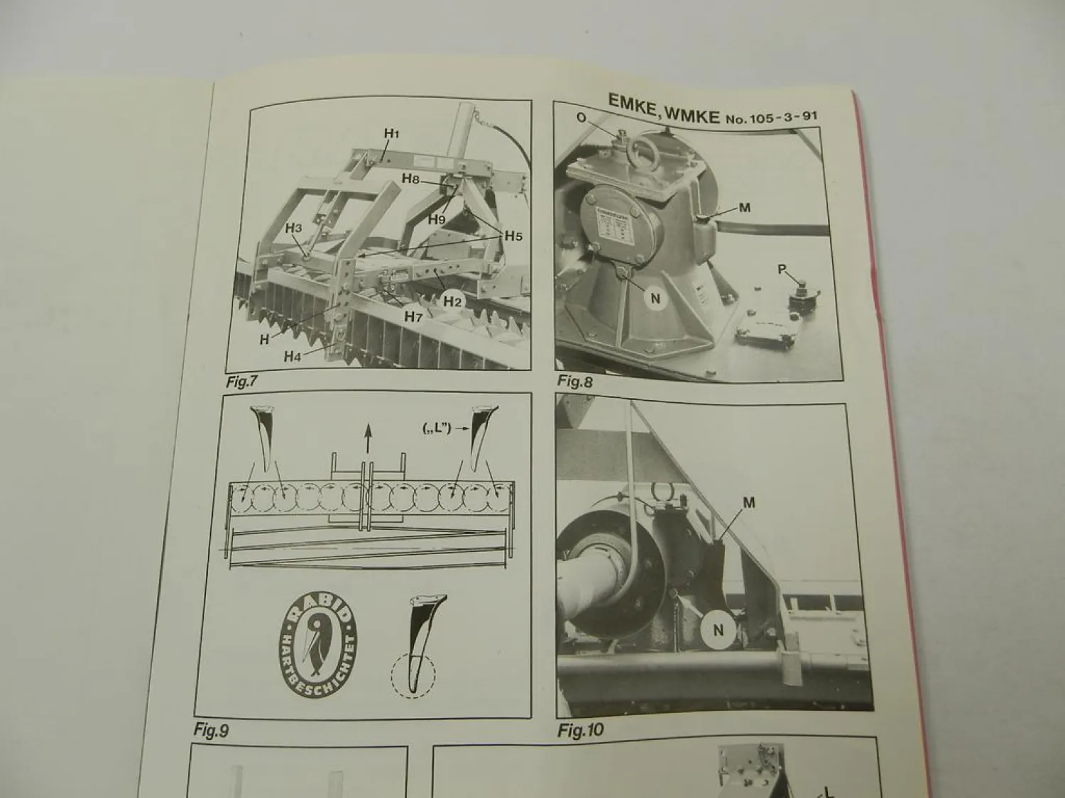 Rabe EMKE WMKE 200 250 300 Kreiselegge Betriebsanleitung Ersatzteilliste 1991