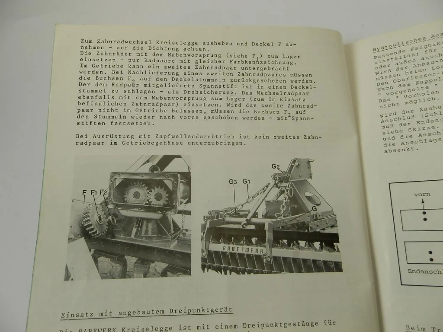 Rabe MKE 200 250 300 400 Kreiselegge Betriebsanleitung Ersatzteilliste 1984