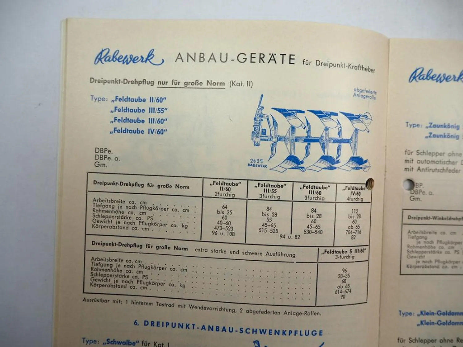 Rabe Rabewerk Fabrikationsübersicht Anbaugeräte Eggen Katalog 1960er Jahre