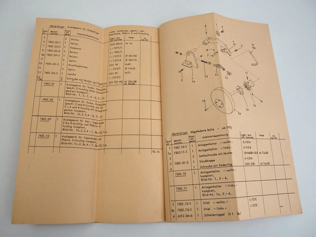 Rabewerk Specht Drehpflug Betriebsanleitung Ersatzteilliste 1976