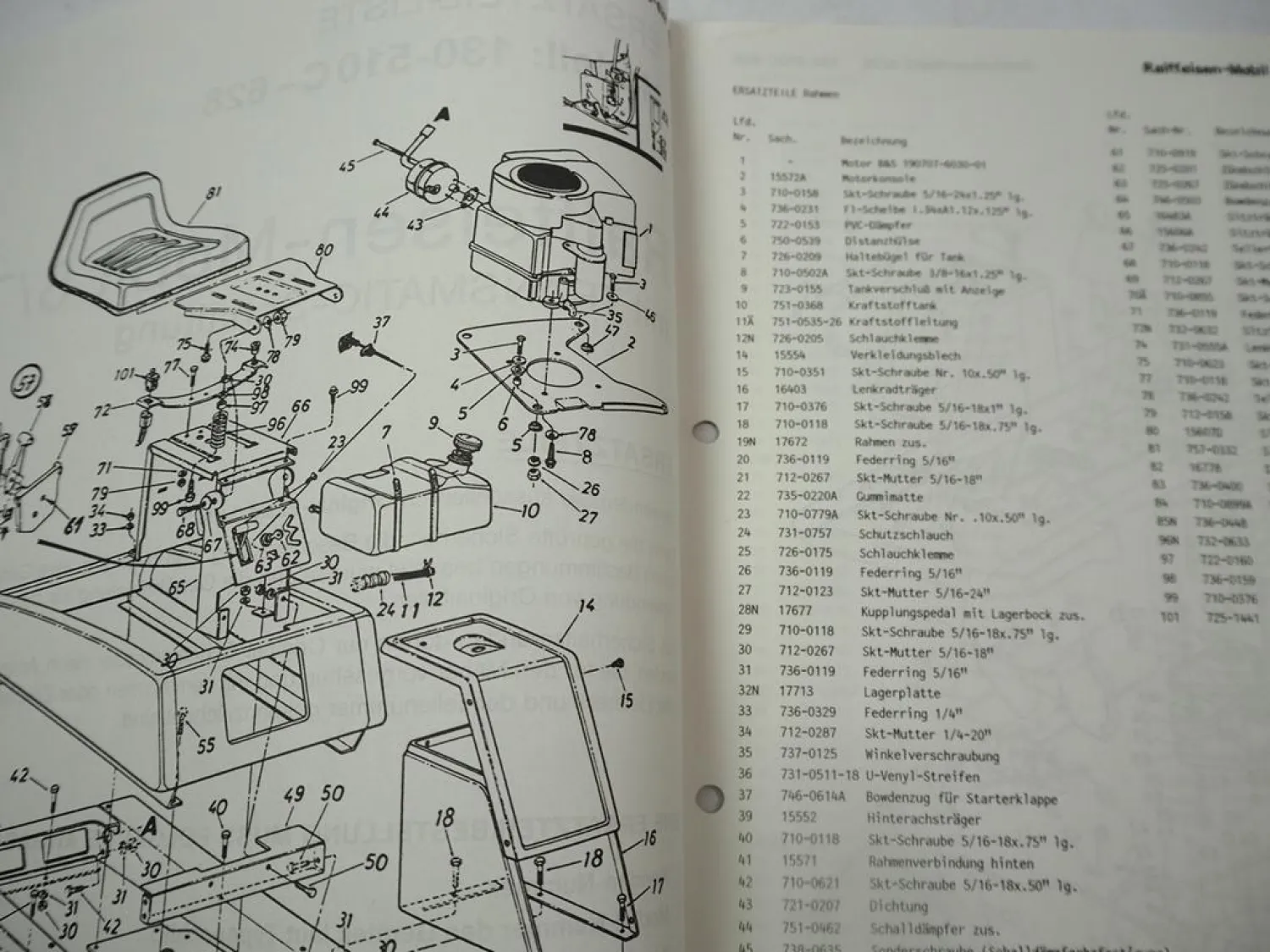 Raiffeisen Mobil 8/76 Ersatzteilliste Schaltplan Elektrik Mod. 130-510C-628