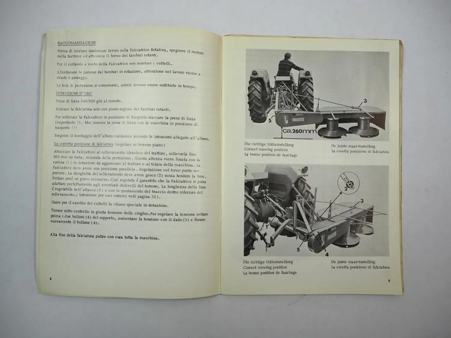 Rasspe GT 2000 2000V Trommelmäher Betriebsanleitung Ersatzteilliste 1974