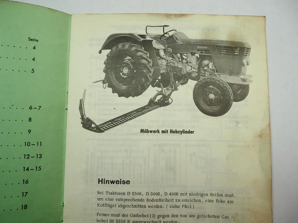 Rasspe Mähwerk Deutz D 25.2 30S 40L 2506 - 4006 2505 - 5005 Ersatzteilliste 1968