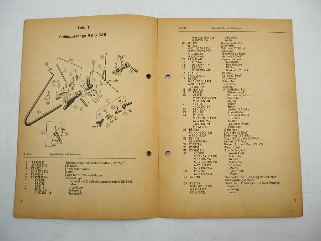 Rasspe Mähwerk für Güldner Schlepper Toledo G25S G30S G40S Ersatzteilliste 1964