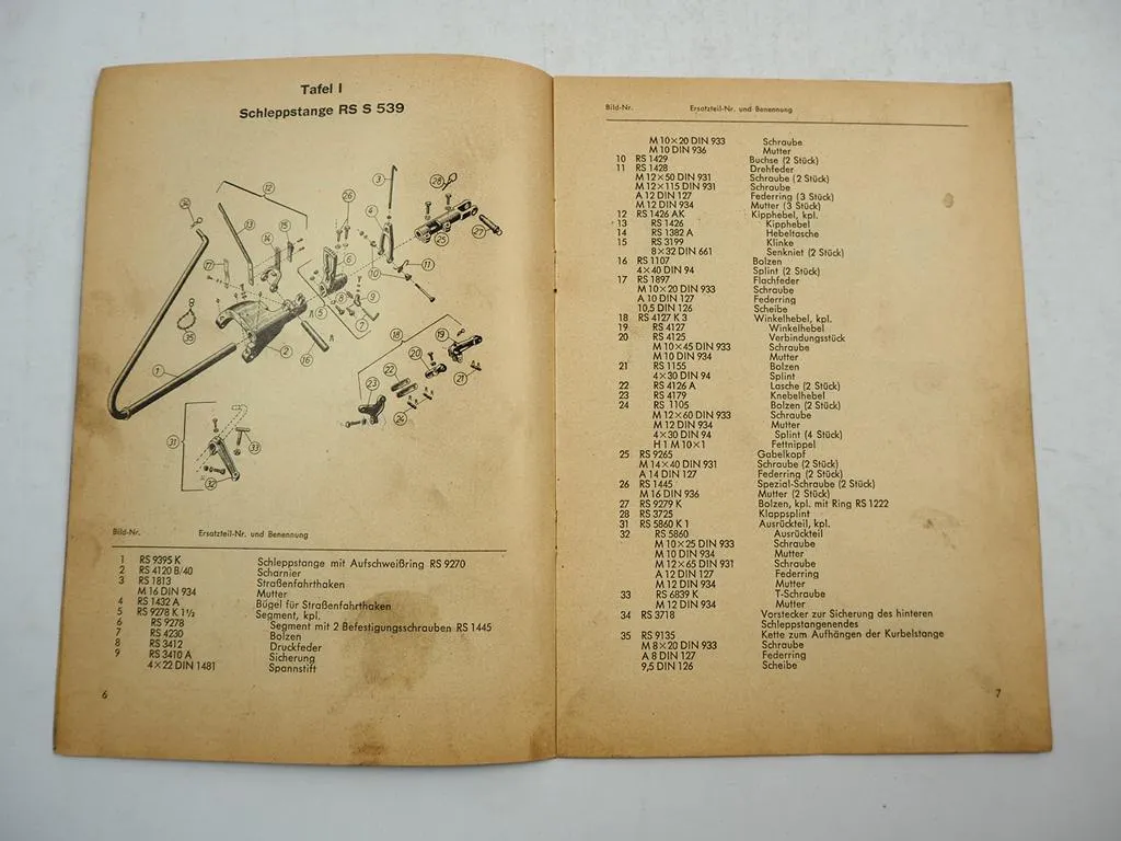 Rasspe Mähwerk für Güldner Schlepper Toledo G25S G30S G40S Ersatzteilliste 1964