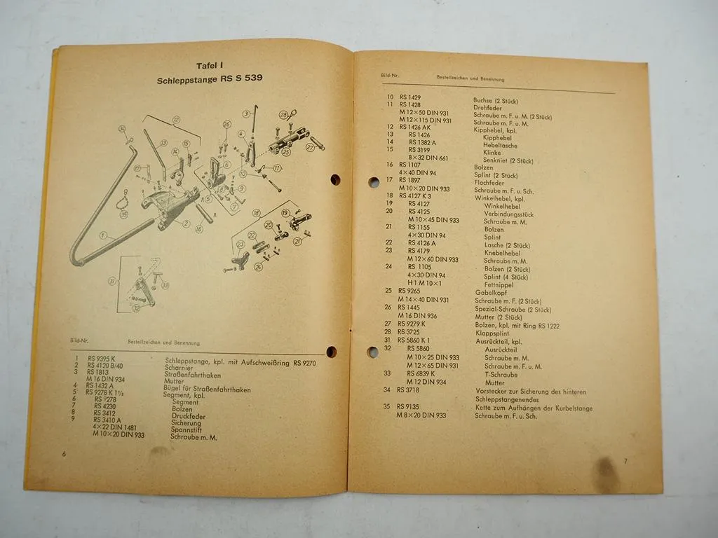 Rasspe Mähwerk für Güldner Schlepper Toledo G25S G30S G40S Ersatzteilliste 1965