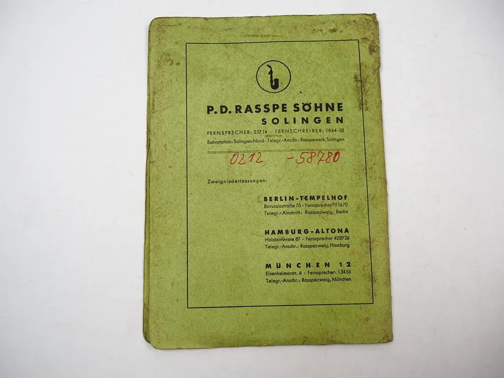 Rasspe Schleppermäher für Schlüter AS15 Betriebsanleitung Ersatzteilliste 1954