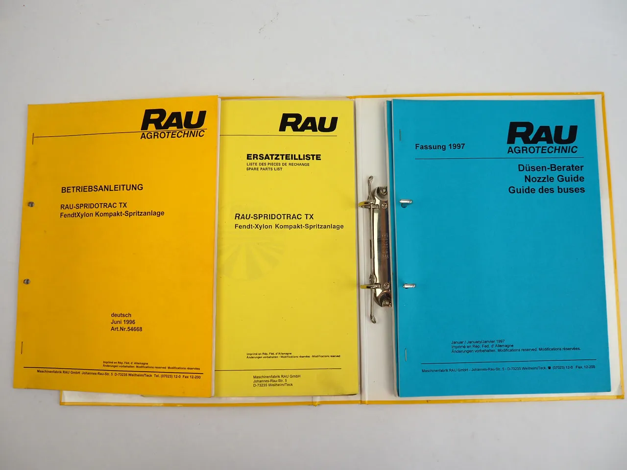 Rau Spridotrac TX Spritzanlage Fendt Xylon Betriebsanleitung Ersatzteilliste1996