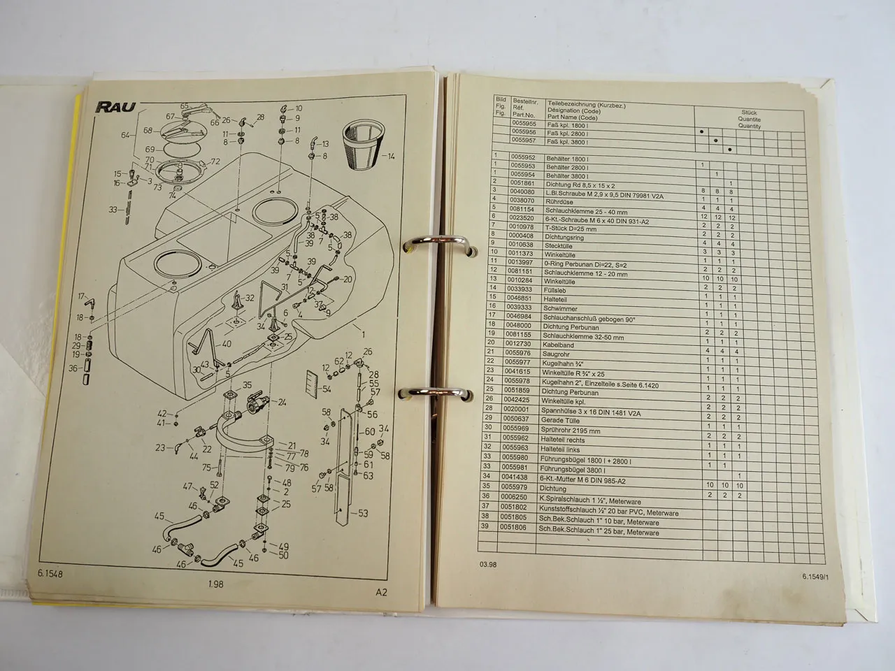 Rau Spridotrain G 20 28 38 Anhängespritze Betriebsanleitung Ersatzteilliste 1999
