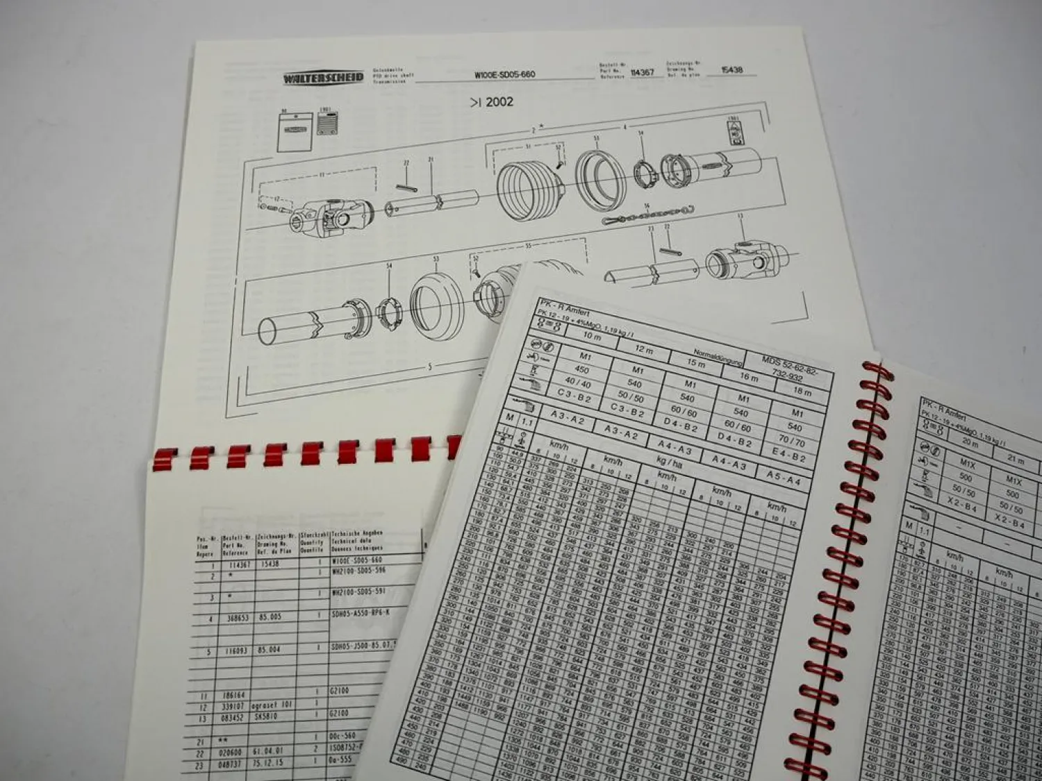 Rauch MDS 52 62 82 Streutabelle & Ersatzteilliste Düngerstreuer Stand 2003