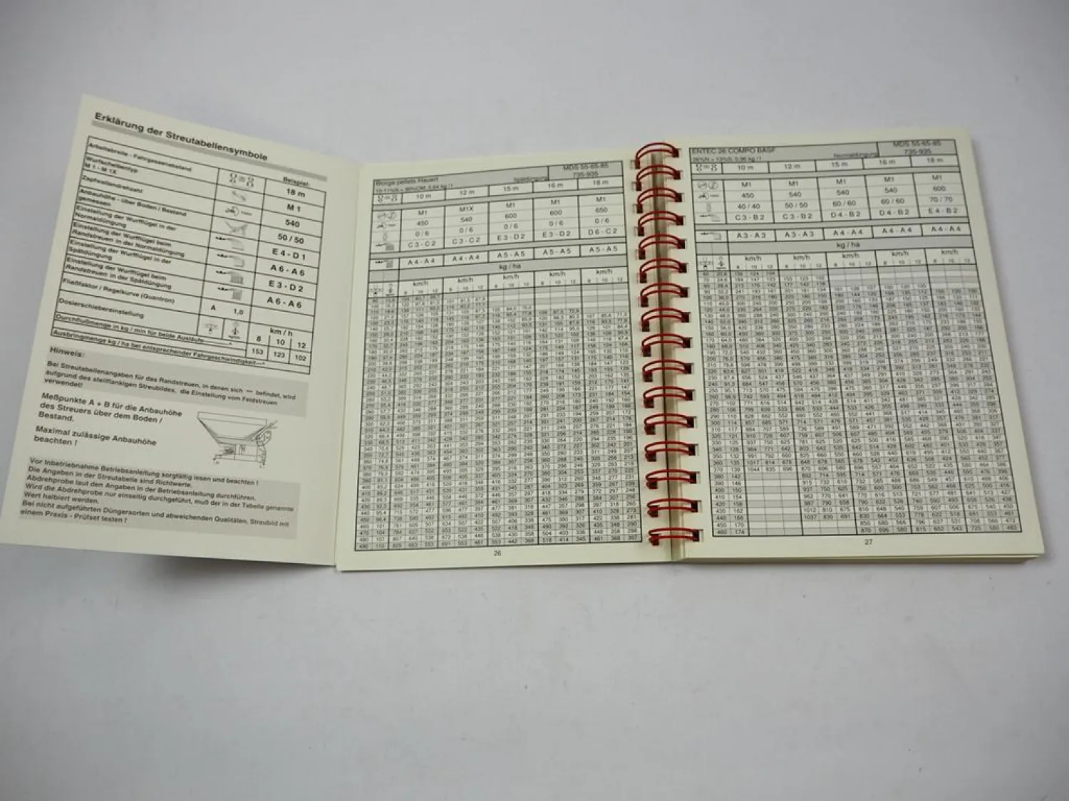 Rauch MDS 55 65 85 735 935 Streutabelle Düngerstreuer Stand 2003