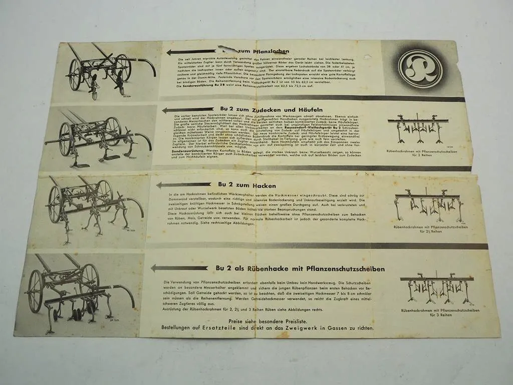 Raussendorf Vielfachgeräte Bu2 Bu2Ü für Pferdegespann Prospekt 1941