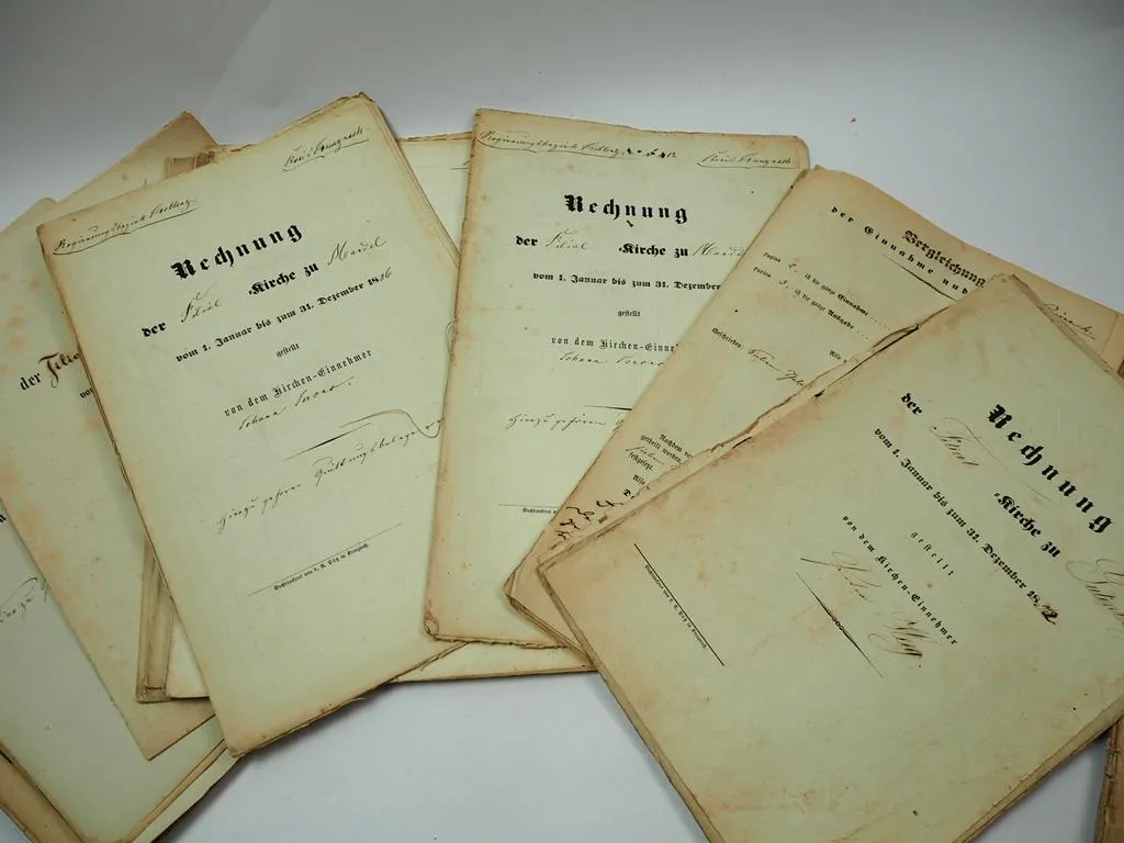 Rechnung ca. 50 Stück 1815 - 1900 Kirchengemeinde Mandel Gutenberg Roxheim