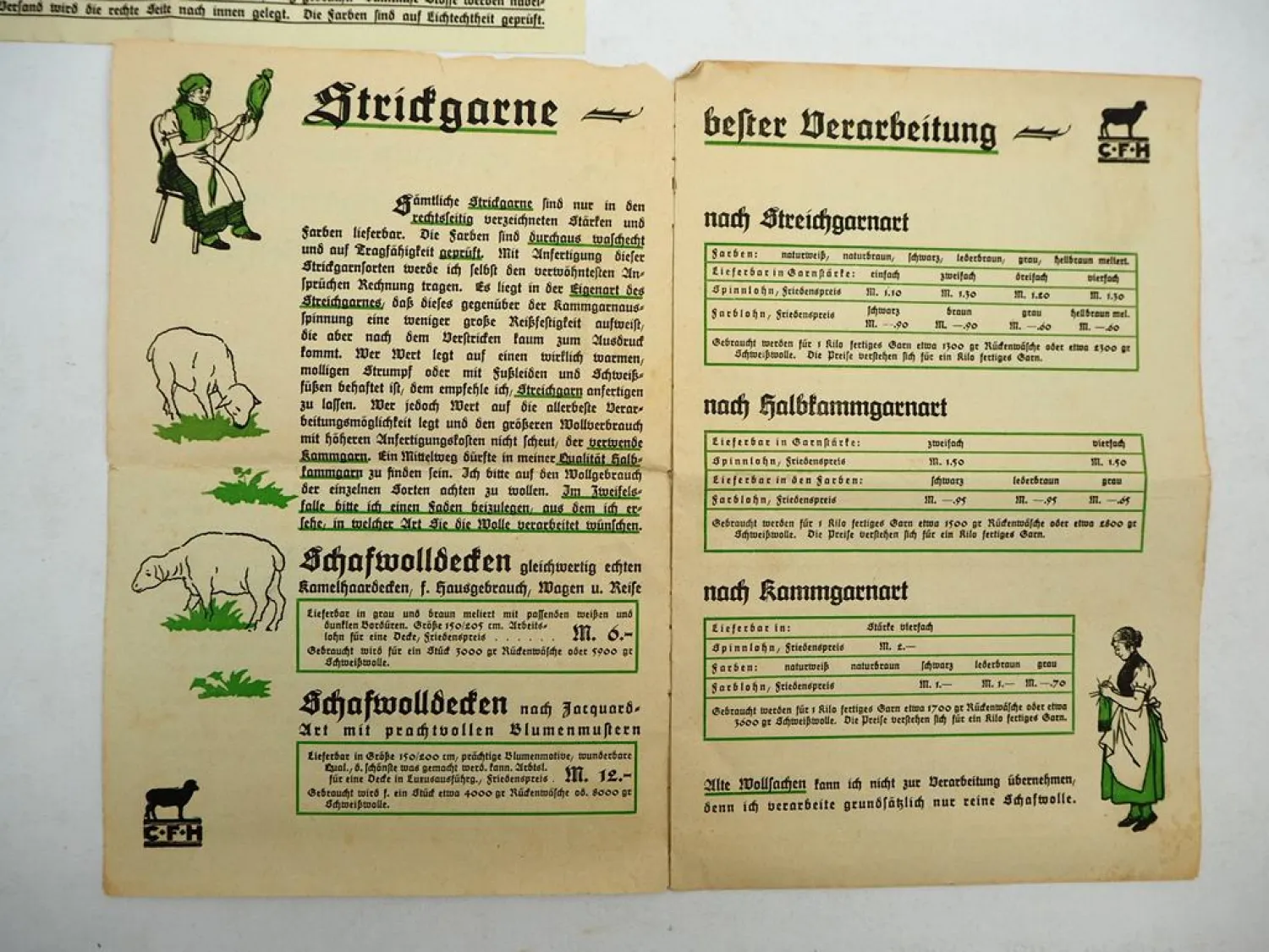 Rechnung Prospekt Carl Fr. Hoyler Schafwollspinnerei Weberei Freudenstadt 1923