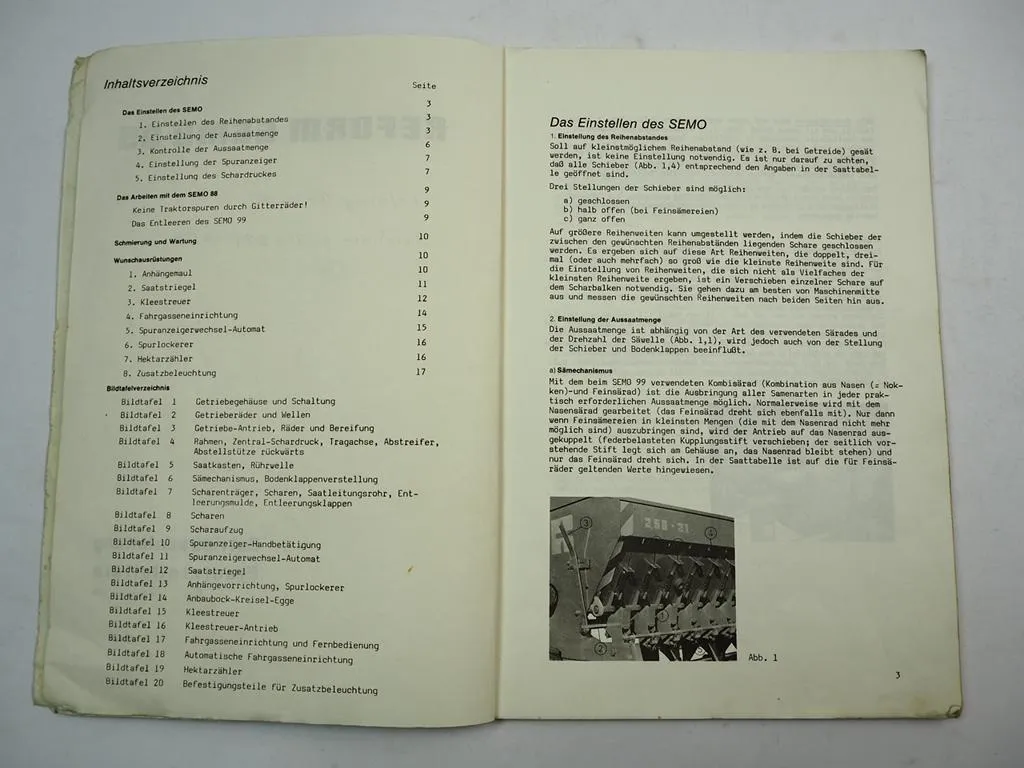 Reform Semo 99 Drillmaschine Betriebsanleitung Ersatzteilliste 1980