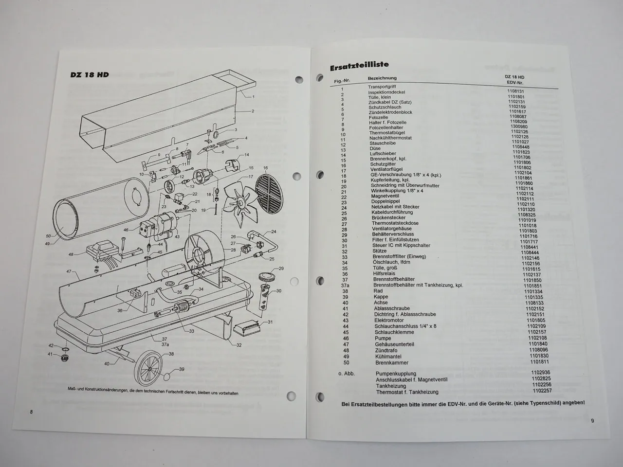 Remko DZ 18 25 40 80 HD Öl Heizautomat Bedienungsanleitung Ersatzteilliste
