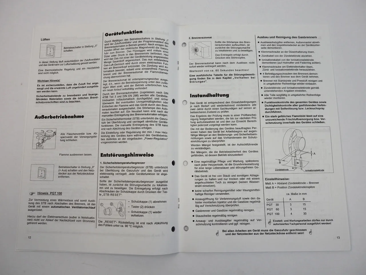 Remko PGT 30 60 100 Propangas Heizautomat Bedienungsanleitung Ersatzteilliste