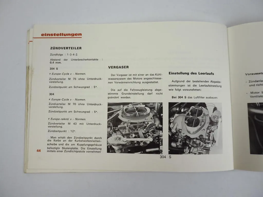 Renault 304 Bedienungsanleitung Wartung 1972