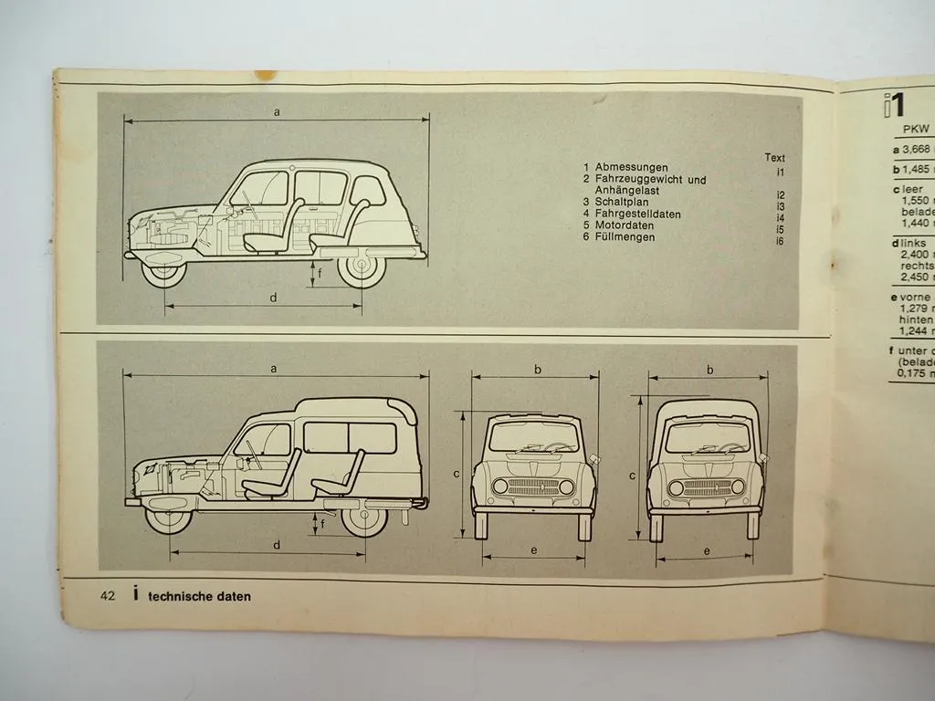 Renault 4 PKW Lieferwagen Fourgonnette Betriebsanleitung Bedienungsanleitung 1972