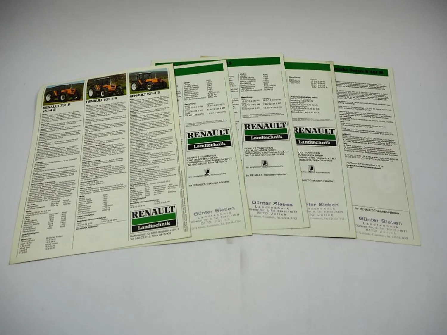Renault 421 461 M 551 651 - 921-4 Traktor 5 Prospekte Technische Daten ca. 1981